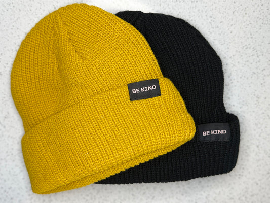 Be Kind Fisherman Beanie 2 Pack (Mustard Yellow & Black)