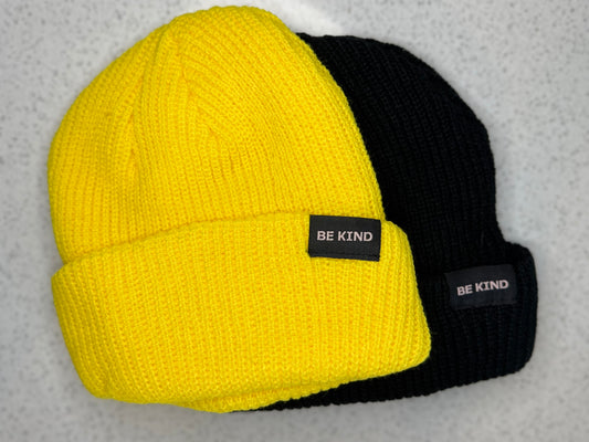 Be Kind Fisherman Beanie 2 Pack (Bright Yellow & Black)